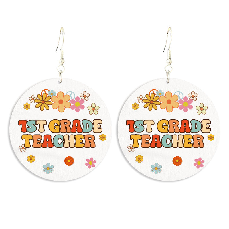 Wholesale Teacher Gift Wood Print Vintage Bohemian Earrings